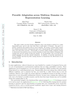 Provable Adaptation across Multiway Domains via Representation Learning