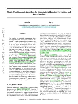 Simple Combinatorial Algorithms for Combinatorial Bandits: Corruptions
  and Approximations