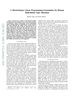 A Mixed-Integer Linear Programming Formulation for Human Multi-Robot
  Task Allocation
