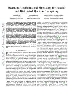 Quantum Algorithms and Simulation for Parallel and Distributed Quantum
  Computing