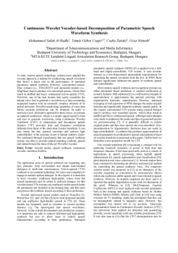 Continuous Wavelet Vocoder-based Decomposition of Parametric Speech
  Waveform Synthesis