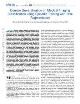 Domain Generalization on Medical Imaging Classification using Episodic
  Training with Task Augmentation