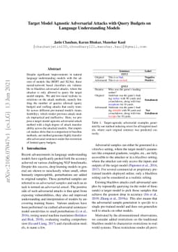 Target Model Agnostic Adversarial Attacks with Query Budgets on Language
  Understanding Models