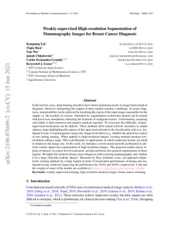 Weakly-supervised High-resolution Segmentation of Mammography Images for
  Breast Cancer Diagnosis