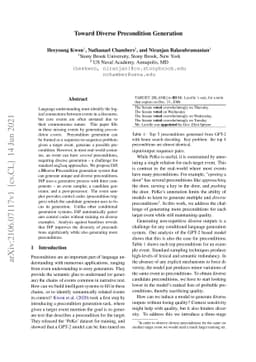 Toward Diverse Precondition Generation