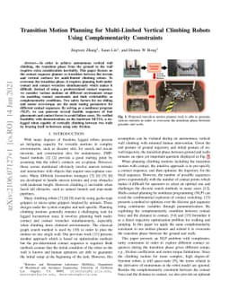 Transition Motion Planning for Multi-Limbed Vertical Climbing Robots
  Using Complementarity Constraints