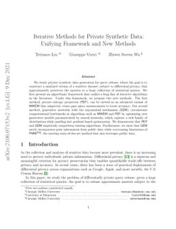 Iterative Methods for Private Synthetic Data: Unifying Framework and New
  Methods