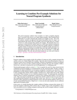 Learning to Combine Per-Example Solutions for Neural Program Synthesis