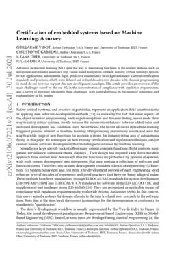 Certification of embedded systems based on Machine Learning: A survey