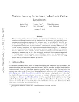 Machine Learning for Variance Reduction in Online Experiments