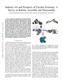 Industry 4.0 and Prospects of Circular Economy: A Survey of Robotic
  Assembly and Disassembly