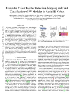 Computer Vision Tool for Detection, Mapping and Fault Classification of
  PV Modules in Aerial IR Videos