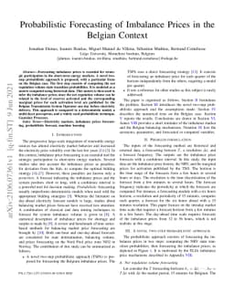 Probabilistic Forecasting of Imbalance Prices in the Belgian Context