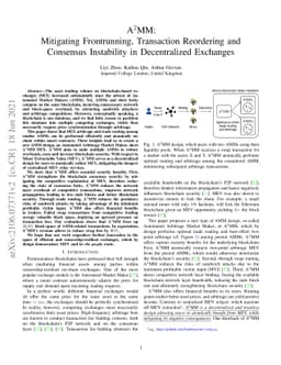 A2MM: Mitigating Frontrunning, Transaction Reordering and Consensus
  Instability in Decentralized Exchanges
