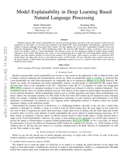 Model Explainability in Deep Learning Based Natural Language Processing