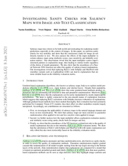 Investigating sanity checks for saliency maps with image and text
  classification