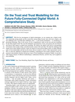 On the Trust and Trust Modelling for the Future Fully-Connected Digital
  World: A Comprehensive Study