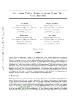 Evaluating Various Tokenizers for Arabic Text Classification