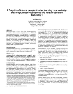 A Cognitive Science perspective for learning how to design meaningful
  user experiences and human-centered technology