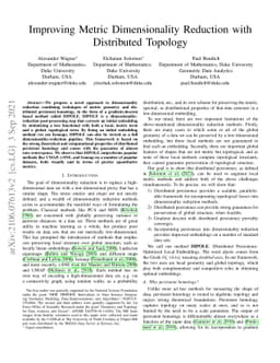 Improving Metric Dimensionality Reduction with Distributed Topology