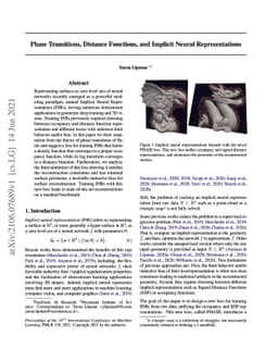 Phase Transitions, Distance Functions, and Implicit Neural
  Representations