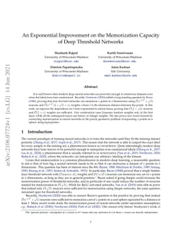 An Exponential Improvement on the Memorization Capacity of Deep
  Threshold Networks