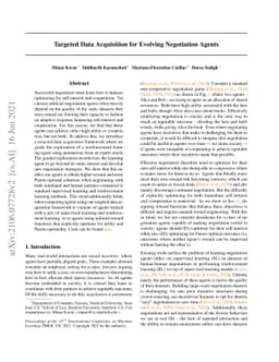 Targeted Data Acquisition for Evolving Negotiation Agents