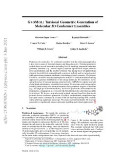 GeoMol: Torsional Geometric Generation of Molecular 3D Conformer
  Ensembles