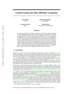 Control Variates for Slate Off-Policy Evaluation