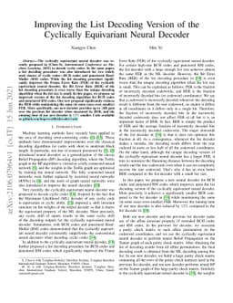 Improving the List Decoding Version of the Cyclically Equivariant Neural
  Decoder
