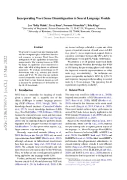 Incorporating Word Sense Disambiguation in Neural Language Models
