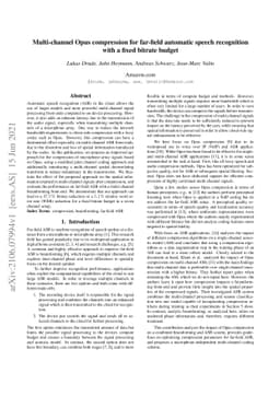 Multi-channel Opus compression for far-field automatic speech
  recognition with a fixed bitrate budget