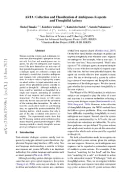 ARTA: Collection and Classification of Ambiguous Requests and Thoughtful
  Actions