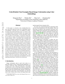 Color2Embed: Fast Exemplar-Based Image Colorization using Color
  Embeddings