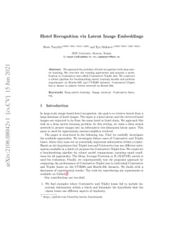 Hotel Recognition via Latent Image Embedding