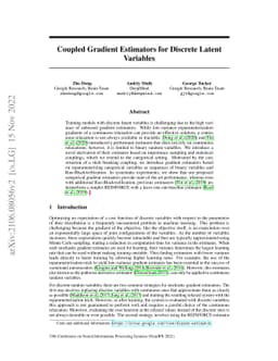 Coupled Gradient Estimators for Discrete Latent Variables
