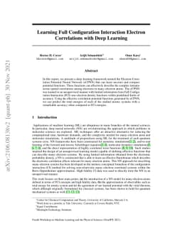 Learning Full Configuration Interaction Electron Correlations with Deep
  Learning