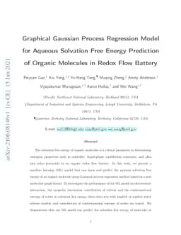 Graphical Gaussian Process Regression Model for Aqueous Solvation Free
  Energy Prediction of Organic Molecules in Redox Flow Battery