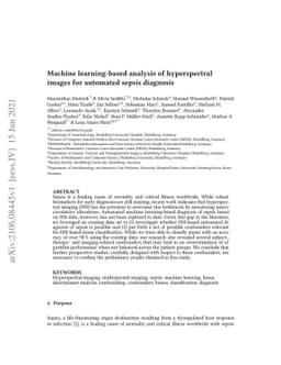 Machine learning-based analysis of hyperspectral images for automated
  sepsis diagnosis