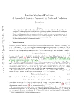 Localized Conformal Prediction: A Generalized Inference Framework for
  Conformal Prediction