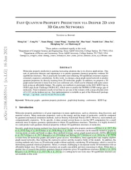 Fast Quantum Property Prediction via Deeper 2D and 3D Graph Networks