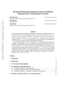 Breaking The Dimension Dependence in Sparse Distribution Estimation
  under Communication Constraints