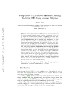 Comparison of Automated Machine Learning Tools for SMS Spam Message
  Filtering