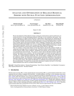 Analysis and Optimisation of Bellman Residual Errors with Neural
  Function Approximation