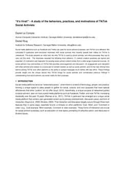 "It's Viral!" -- A study of the behaviors, practices, and motivations of
  TikTok Social Activists