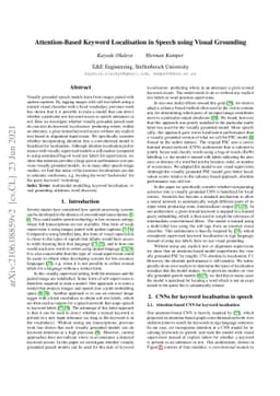 Attention-Based Keyword Localisation in Speech using Visual Grounding