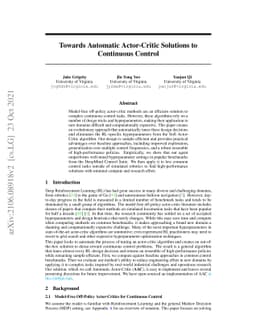 Towards Automatic Actor-Critic Solutions to Continuous Control