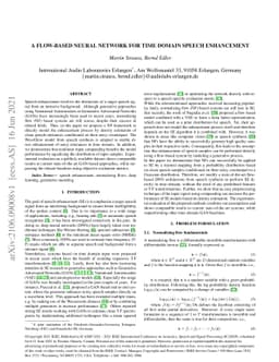 A Flow-Based Neural Network for Time Domain Speech Enhancement