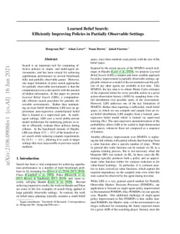 Learned Belief Search: Efficiently Improving Policies in Partially
  Observable Settings