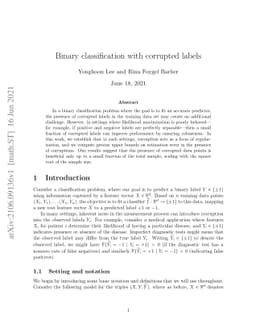 Binary classification with corrupted labels